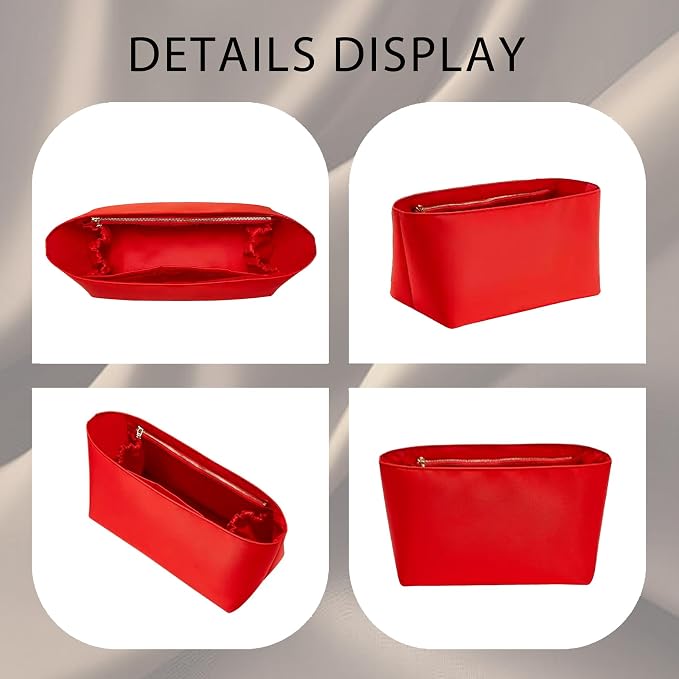 Doxo Purse Organizer Insert for LV Neverfull MM, Premium Nylon Bag Organizer with YKK Zipper & Bottle Holder, Multi Compartments Lightweight Waterproof Handbag Interior Divider, Red - Image 8