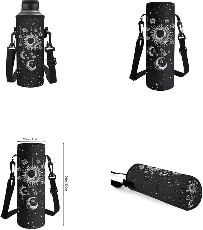 Gothic Sun Moon Stars Backpack for Girls Kids Backpack with Lunch Box Water Bottle Holder and Soft Pencil Case 4PCS Set Bookbag with Front Pocket for School 17 inch Large Capacity School Bag - Image 6
