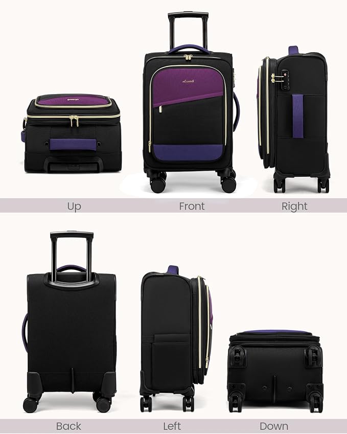 LOVEVOOK 4 Pcs Carry On Luggage 22x14x9 Airline Approved, 20 Inch Carry On Suitcases with Wheels, Softside Rolling Suitcase for Women Men, with TSA Lock Weekender Travel Luggage - Image 9