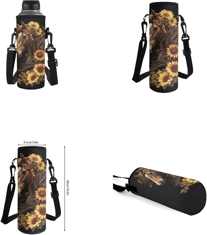 Sunflower Horse Backpack for Girls Kids Backpack with Lunch Box Water Bottle Pouch and Soft Pencil Case 4PCS Set Bookbag with Front Pocket for School Teens 17 inch School Bag with Side Pocket - Image 6