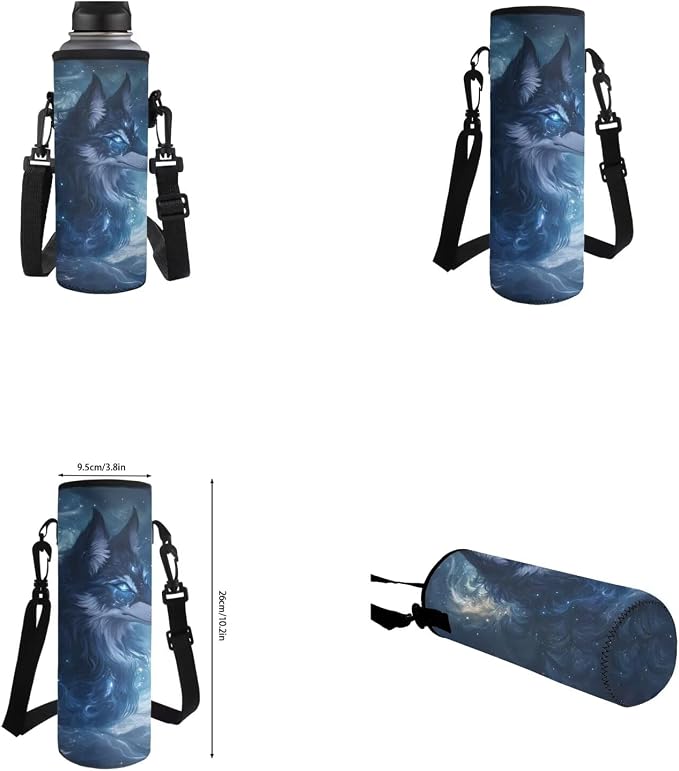 Galaxy Wolf Backpack for Boys Girls Backpack with Lunch Box Water Bottle Pouch and Large Capacity Pencil Case 4PCS Set Bookbag with Front Pocket for School 17" Lightweight School Bag for Kids - Image 6