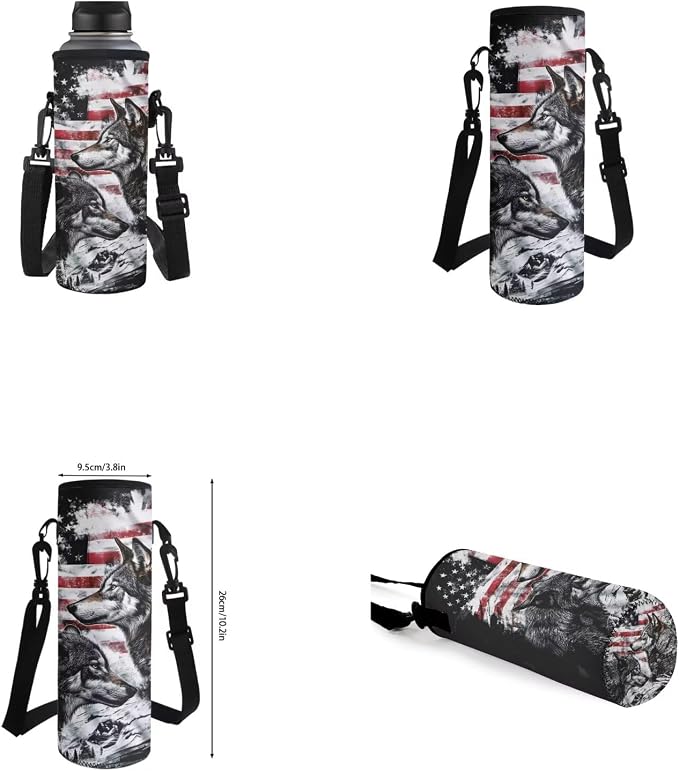 American Flag Wolf Backpack for Boys Kids Backpack with Lunch Box Water Bottle Bag and Soft Pencil Case 4PCS Set Bookbag with Front Pocket for School Teens 17 inch Large Capacity School Bag - Image 6