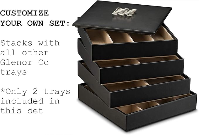 Glenor Co Earring Organizer Tray - Set of 2 - Stackable 32 Slots Jewelry Storage Trays - Display on Dresser or Drawer - Compatible with Other Trays - Black - Image 5