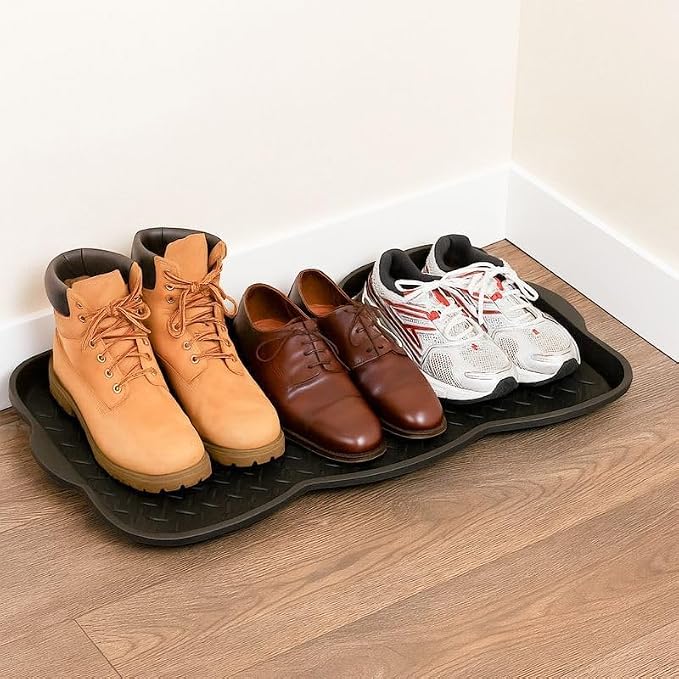 Superio Multi-Purpose Boot & Shoe Tray, Black, 29.75 x 15 Round Scalloped, Protects Floors from Water and Dirt, Waterproof for All Weather Indoor or Outdoor Use (2) - Image 9