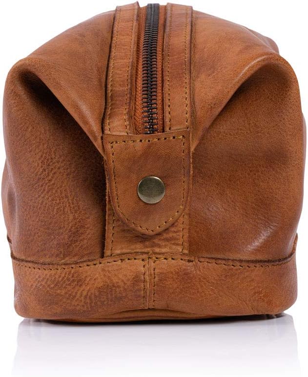 KomalC Premium Unisex Vintage Vanity Dopp Kit - Travel Toiletry Bag Shaving for Men and Women (Light Tan) - Image 3