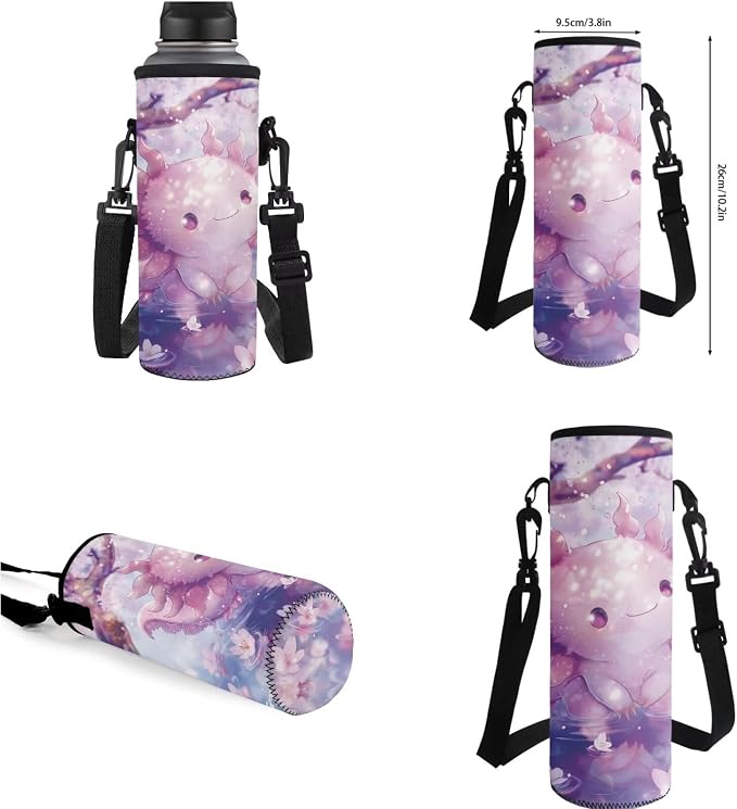 Cherry Blossom Axolotl Backpack for Girls Kids Backpack with Lunch Box Water Bottle Pouch and Kawaii Pencil Case 4PCS Set Cute Bookbag with Compartments 17" School Bag for Elementary Girls - Image 7