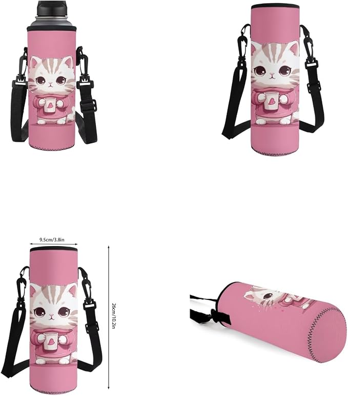 Cat Backpack for School Girls Backpack with Lunch Box Water Bottle Pouch and Kawaii Pencil Case 4PCS Set Cute Bookbag with Front Pocket 17 inch Large Capacity School Bag for Elementary Girls - Image 6