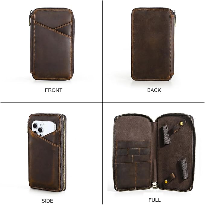 CONTACTS Full Grain Leather Manicure Set Case for Men Hairdressing and Nail Clipper Tool Organizer Travel Grooming Kit Pouch Empty Pouch by Handmade (Case Only) - Image 9