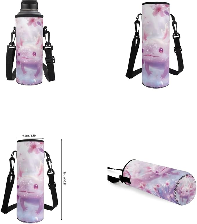 Cherry Blossom Axolotl Backpack for Girls Kids Backpack with Lunch Box Water Bottle Carrier and Aesthetic Pencil Case 4PCS Set Cute Bookbag with Front Pocket for School 17" Large School Bag - Image 6
