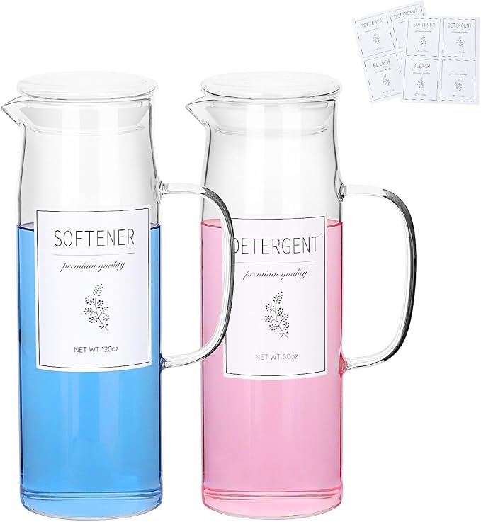 Laundry Detergent Dispenser Set with Labels and Handle for Laundry Room Organization and Storage- Easy Pour 2 Pack 50 oz Liquid Laundry Containers for Laundry Room Decor, Farmhouse Decor - Image 7