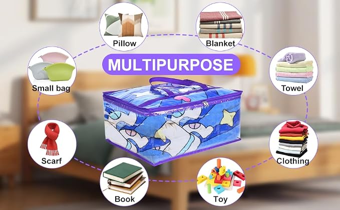 Budding Joy 6 Pack 90L Large Storage Bags and 6 Pack 40L Clear Zippered Storage Bags for Clothes - Image 8