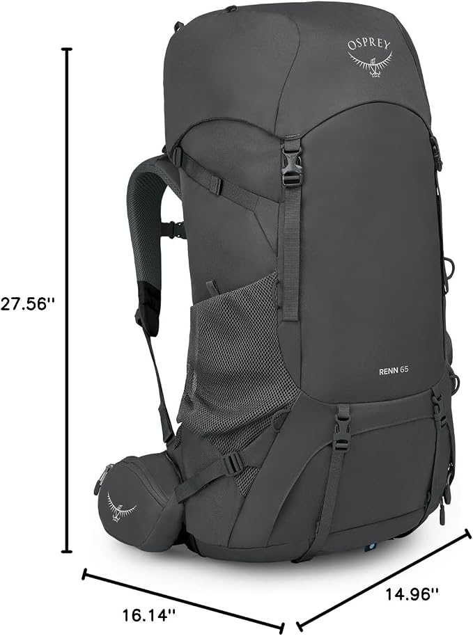 Osprey Renn 65L Women's Backpacking Backpack, Dark Charcoal/Gray Wolf, Extended Fit - Image 9