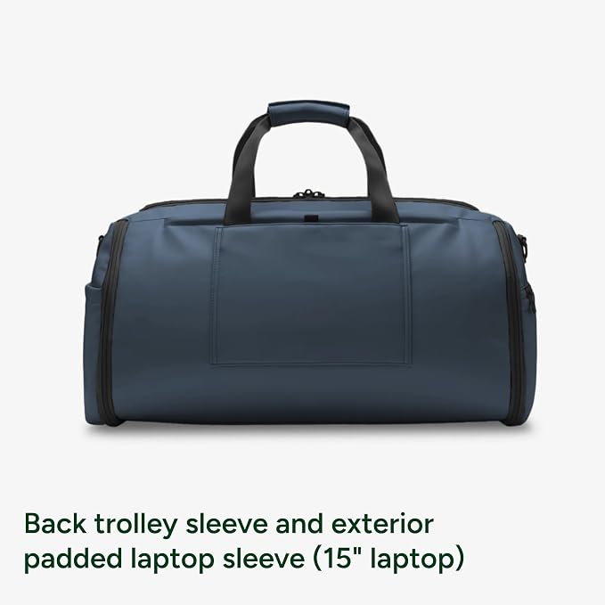 Halfday Convertible 2-in-1 Vegan Leather Premium Garment Duffel Weekender Bag 45L (Carry-on, Wrinkle-Free Travel, Hanging Suit Compartment, Shoe Pockets, Trolley Sleeve), Ocean - Image 7
