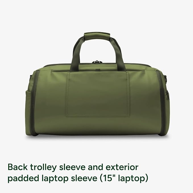 Halfday Convertible 2-in-1 Vegan Leather Premium Garment Duffel Weekender Bag 45L (Carry-on, Wrinkle-Free Travel, Hanging Suit Compartment, Shoe Pockets, Trolley Sleeve), Leaf - Image 8