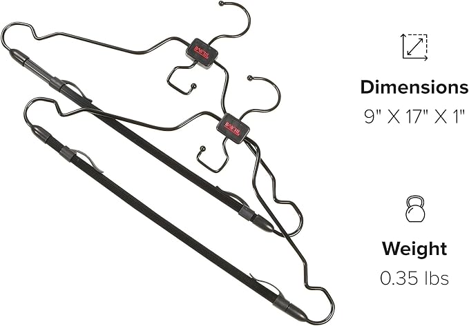 TUMI - 2-Piece Hangers Set - Travel Clothes Hanger for Suit, Coat & Trousers - Space Saving Garment Bag Hangers w/ Hooks - Black - Image 9