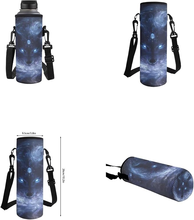 Galaxy Wolf Backpack for Boys Girls Backpack with Lunch Box Water Bottle Carrier with Strap and Pencil Case Pouch 4PCS Set Bookbag with Front Pocket for School 17" Sturdy School Bag for Kids - Image 6