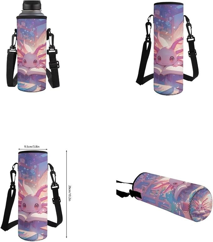 Cute Axolotl Backpack for Kids Girls Backpack with Lunch Box Water Bottle Pouch and Large Pencil Case 4PCS Set 17 inch Bookbag with Front Pocket for School Lightweight Elementary School Bag - Image 6