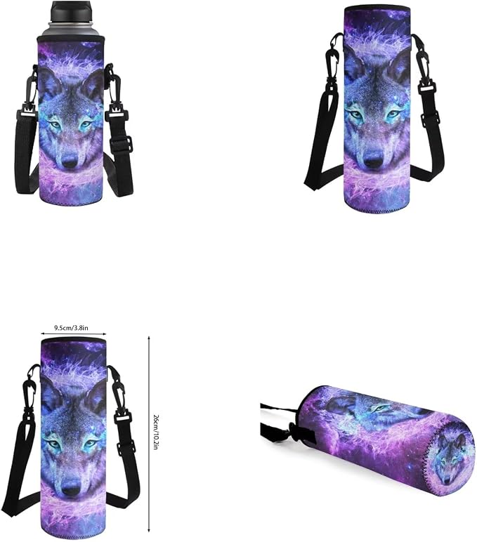 Galaxy Wolf Backpack for Girls Kids Backpack with Lunch Box Water Bottle Bag and Soft Pencil Case 4PCS Set Bookbag with Front Pocket for School 17" Large Capacity School Bag with Side Pocket - Image 6