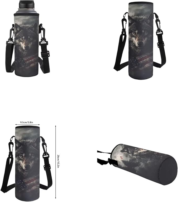 American Flag Wolf Backpack for Kids Boys Backpack with Lunch Box Water Bottle Bag and Soft Pencil Case 4PCS Set Bookbag with Front Pocket for School 17" Sturdy School Bag with Side Pocket - Image 6