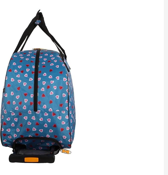 LUCAS Designer Carry On Luggage Collection - Lightweight Pattern 22 Inch Duffel Bag- Weekender Overnight Business Travel Suitcase with 2- Rolling Spinner Wheels (HEART FIELD BLUE, 22in) - Image 4