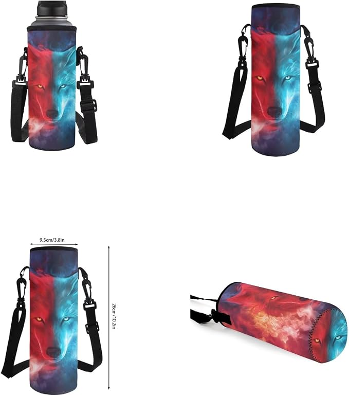 Fire Wolf Backpack for Boys Kids Backpack with Lunch Box Water Bottle Carrier and Large Pencil Case 4PCS Set Bookbag with Front Pocket for School Teens 17 inch Lightweight School Bag for Girls - Image 6
