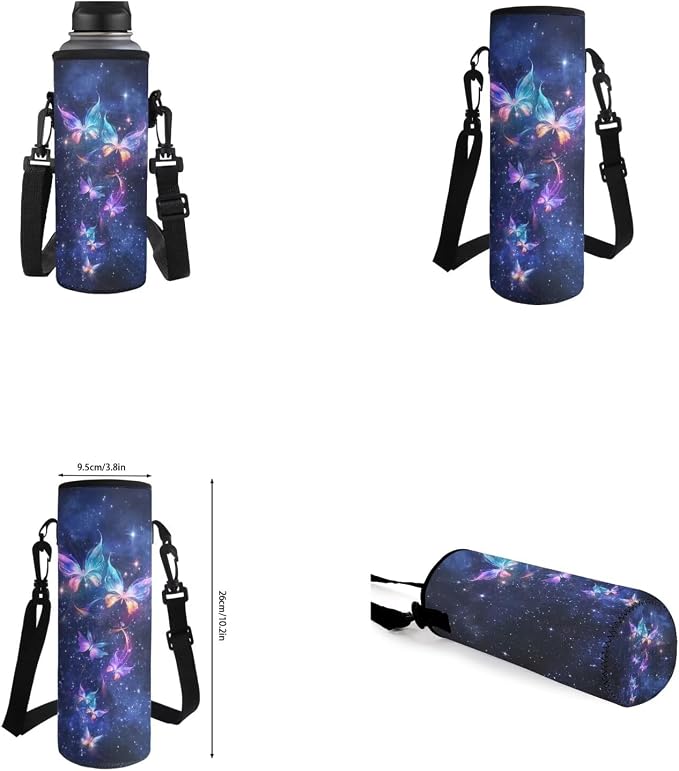 Galaxy Butterfly Backpack for Girls Kids Backpack with Lunch Box Water Bottle Carrier with Strap and Aesthetic Pencil Case 4PCS Set Bookbag with Front Pocket for School Teens 17" School Bag - Image 6