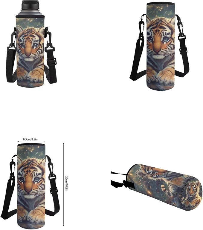 Cute Tiger Backpack for Girls Boys Backpack with Lunch Box Water Bottle Holder with Strap and Soft Pencil Case 4PCS Set Bookbag with Front Pocket 17" Lightweight Elementary School Bag for Kids - Image 6