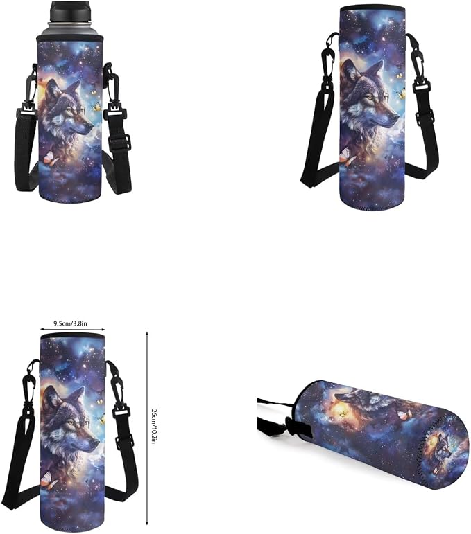 Galaxy Wolf Backpack for Girls Kids Backpack with Lunch Box Water Bottle Carrier with Strap and Soft Pencil Case 4PCS Set Bookbag with Front Pocket for School 17 inch Large Capacity School Bag - Image 6