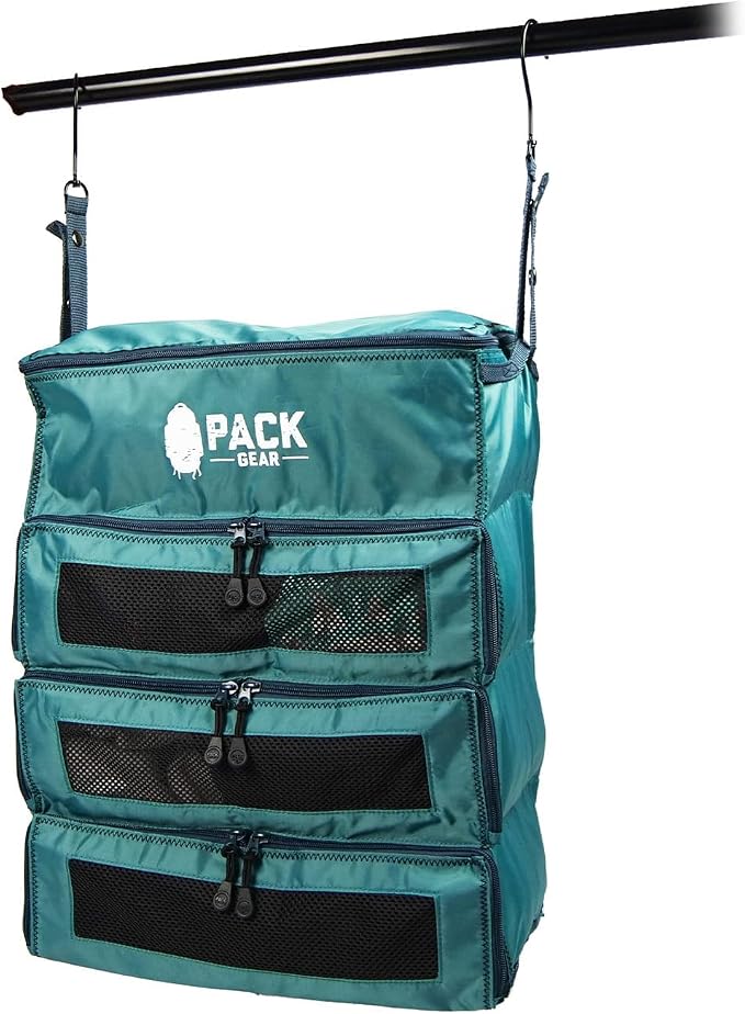 Pack Gear Hanging Carry-On Organizer - Our Fitted Hanging Luggage Organizer Perfectly Fits Any Carry On - Our Packing Cubes For Travel Use Mesh Windows to Make Finding Clothes Easy (Green, M) - Image 9