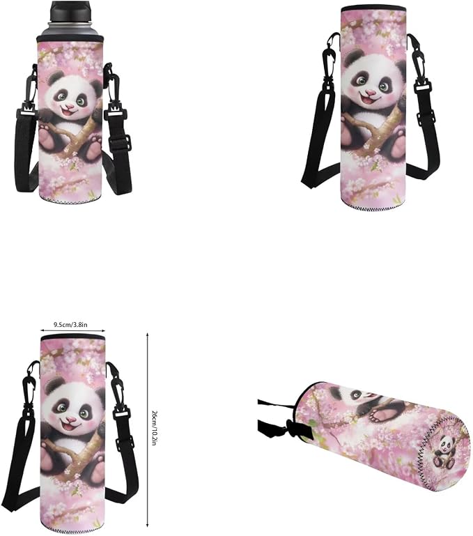 Cherry Blossom Panda Backpack for Girls Kids Backpack with Lunch Box Water Bottle Holder and Big Pencil Case 4PCS Set Bookbag with Front Pocket for School 17" Lightweight Elementary School Bag - Image 6