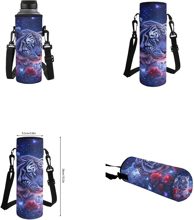 Aesthetic Tiger Backpack for Kids Girls Backpack with Lunch Box Water Bottle Holder and Soft Pencil Case 4PCS Set Lightweight Bookbag with Front Pocket for School 17 inch Sturdy School Bag - Image 6