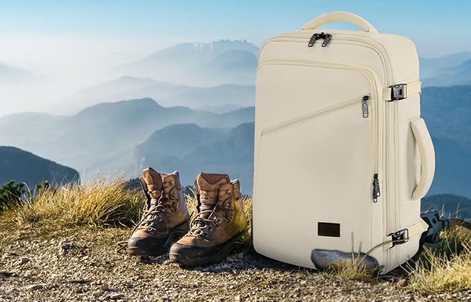MATEIN Large Backpack for Travel Flight Approved, 45L Carry on Backpack with Padded Shoulder Straps for Adult, Men, Women, Expandable Daypack for Clothes, Travel Essentials, Beige | Expandable Daypack with Padded Shoulder Straps for Adult Men Women, Fi... - Image 9