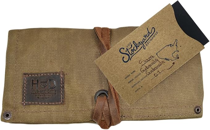 Hide & Drink, Waterproof Waxed Canvas Travel Watch Roll Organizer with 4 Slots, Easy Carry On Watchlover Storage, Handmade Travel Case, Fatigue - Image 5