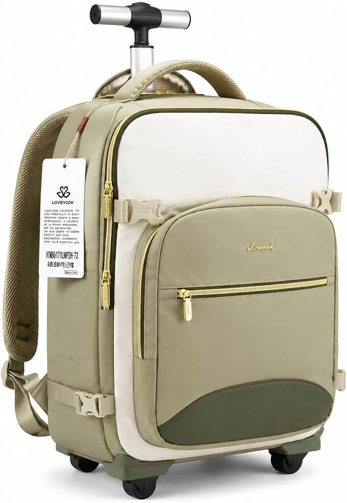 LOVEVOOK Rolling Backpack with Wheels, Carry On Luggage for Women by LOVEVOOK