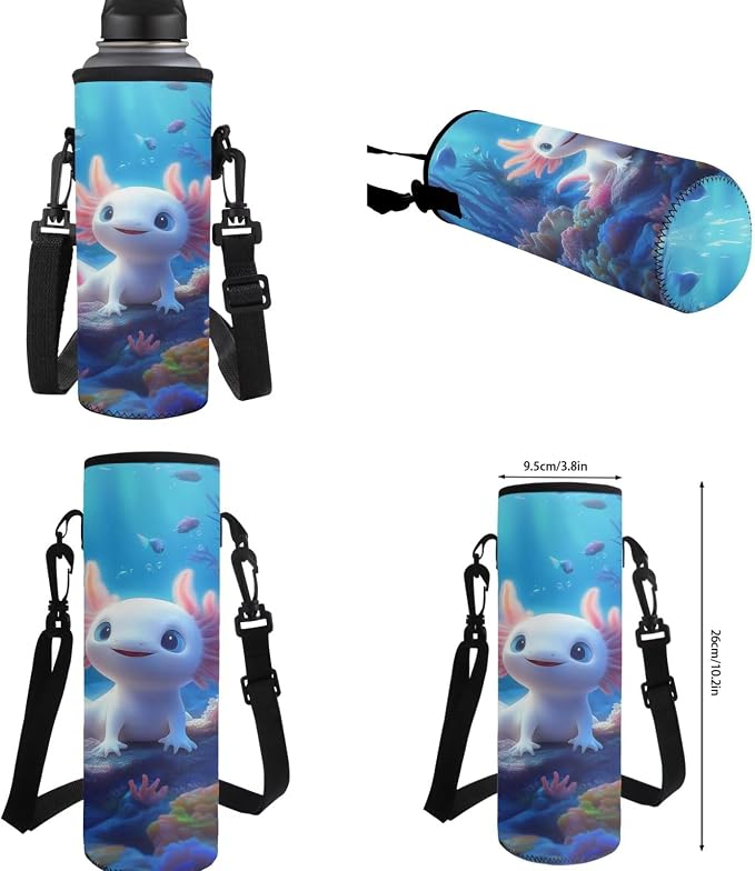 Axolotl Backpack and Lunch Box for Girls 6-8 Ocean Bookbag for 3rd Grade Under the Sea Book Bag Lunchbox Pencil Case Watter Bottle Holder 4PCS Kids Back to School Elementary Schoolbag Set - Image 7