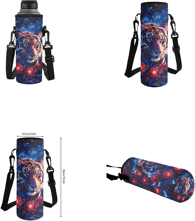 Aesthetic Tiger Backpack for Kids Girls Backpack with Lunch Box Water Bottle Carrier and Zipper Pencil Case 4PCS Set Bookbag with Front Pocket for School 17 inch Large Capacity School Bag - Image 6