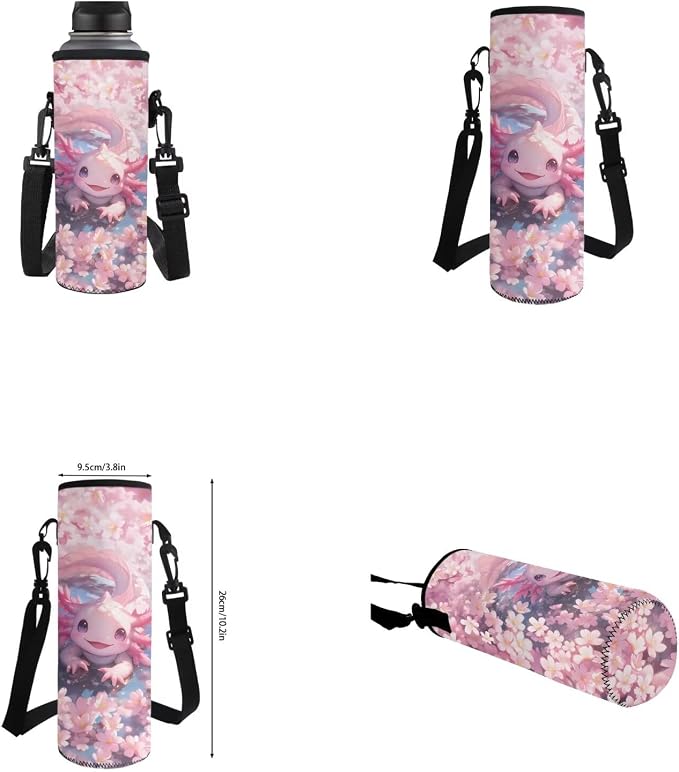 Cherry Blossom Axolotl Backpack for Girls Kids Backpack with Lunch Box Water Bottle Bag and Soft Pencil Case 4PCS Set Bookbag with Front Pocket for School 17" Lightweight Elementary School Bag - Image 6