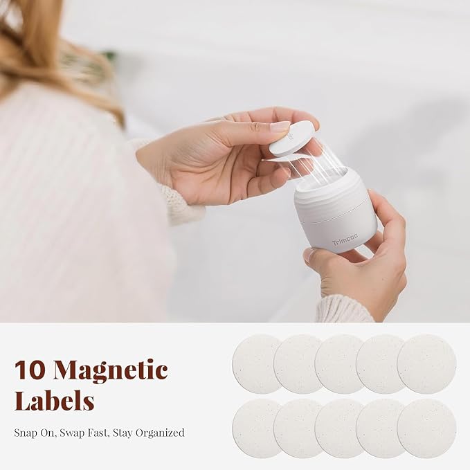 Travel Toiletry Jar Set - 6Pcs Leakproof Travle Containers Includes 4x30ml, 2x60ml & 10xMagnetic Labels, Beige - Image 9