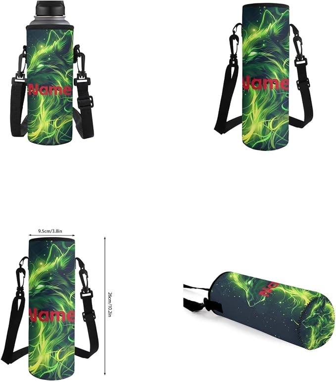 Galaxy Wolf Customized Backpack for Girls Boys Backpack with Lunch Box Water Bottle Carrier and Pencil Pouch 4PCS Set Bookbag with Front Pocket for School 17 inch Sturdy School Bag for Kids - Image 6