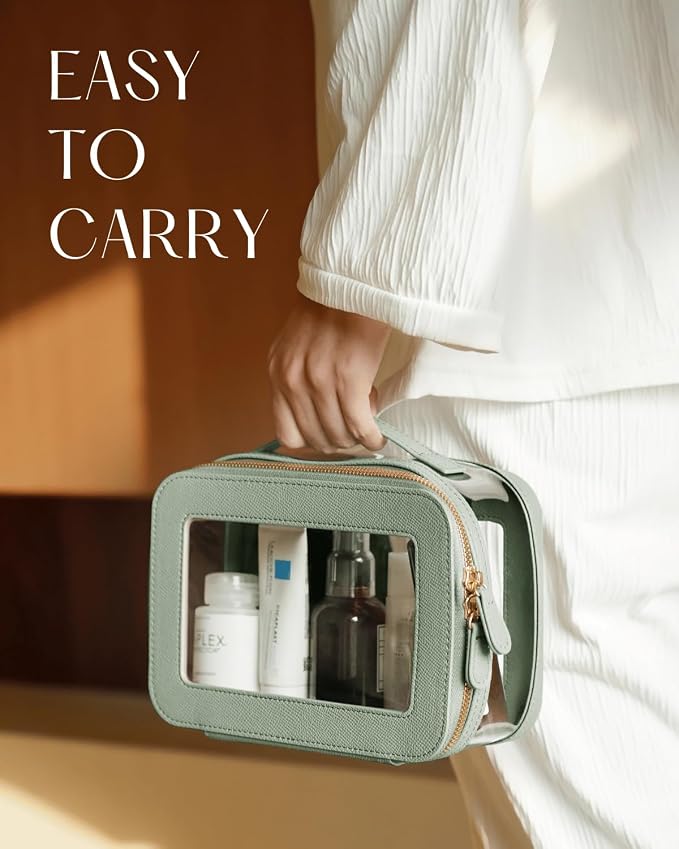 Clear Cosmetic Bag Set for Women Makeup Bag with Handle, 3 Pcs Travel Toiletry Bag Transparent Cosmetic Case Portable Make Up Organizer Bag for Essentials - Image 5