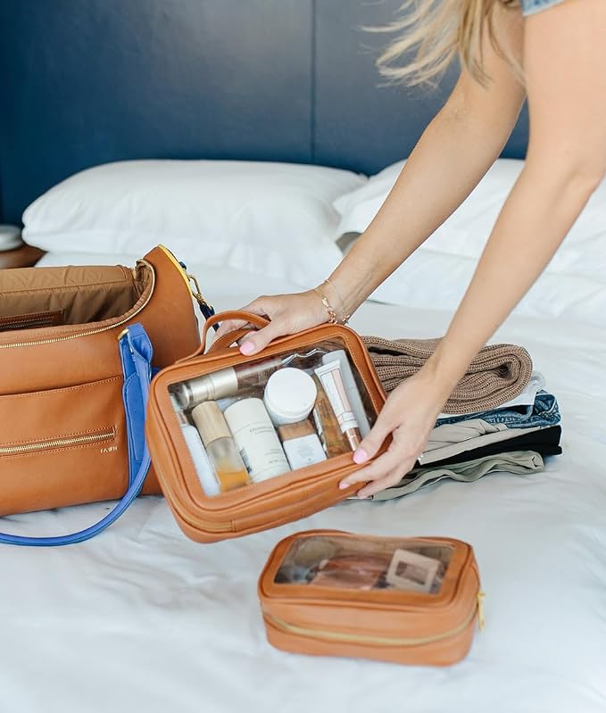 FAWN DESIGN The Toiletry Case, Hanging Travel Toiletry Bag for Women, 2 Compartments, Premium Matte Faux Leather Clear Toiletry Bag, Zippered Large Toiletry Bag, Easy to Clean, 9.5 x 3.5 x 6.5 inches - Image 7