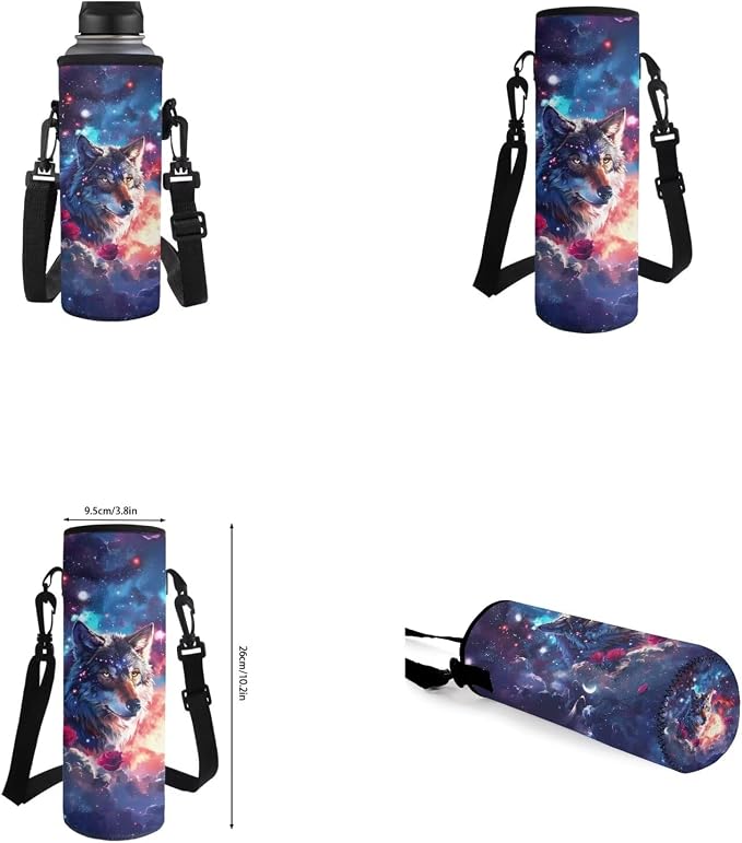Galaxy Wolf Backpack for Girls Kids Backpack with Lunch Box Water Bottle Carrier and Aesthetic Pencil Case 4PCS Set Bookbag with Front Pocket for School 17 inch Large Capacity School Bag - Image 6