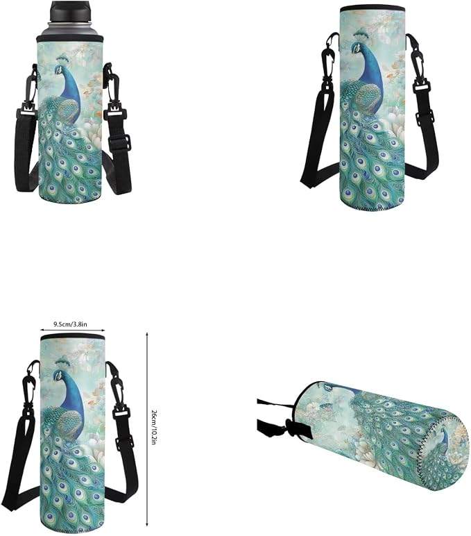 Peacock Backpack for Kids Girls Backpack with Lunch Box Water Bottle Carrier and Large Capacity Pencil Case 4PCS Set Lightweight Bookbag with Front Pocket for School 17 inch Sturdy School Bag - Image 6