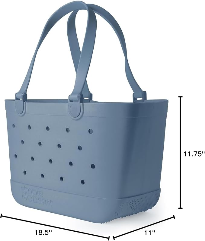 Simple Modern Large Beach Bag | Waterproof Getaway Rubber Tote with Zipper Pocket for Travel, Pool, Boat, Groceries, Sports | Blue Dune - Image 9