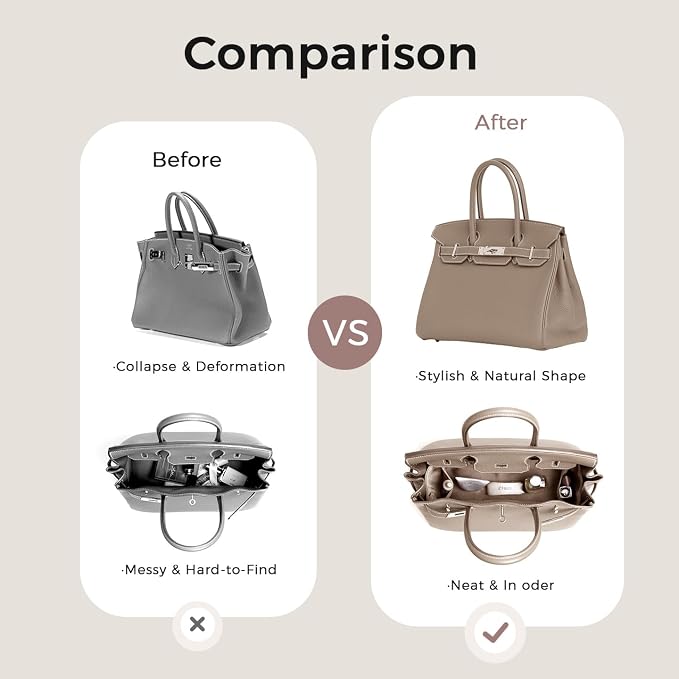 ZTUJO Silky Purse Organizer For Birkin, Luxury Purse Organizer Insert (Etoupe Grey, BK30) - Image 8