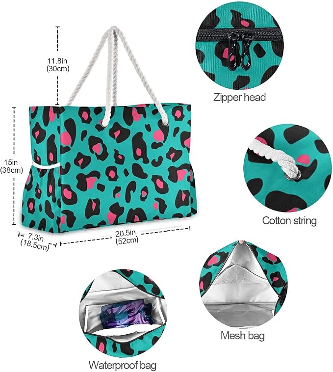 senya Large Beach Shoulder Bags Canvas Tote Water Resistant for Gym Travel Daily - Image 6
