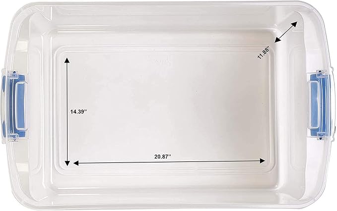 HOMZ 2-Pack Latching Lid, Large Clear Plastic Storage Bins with Lids, 66 Quart, Blue Latch - Stackable Container Boxes for Home, Bathroom, and Office Organization - Image 9