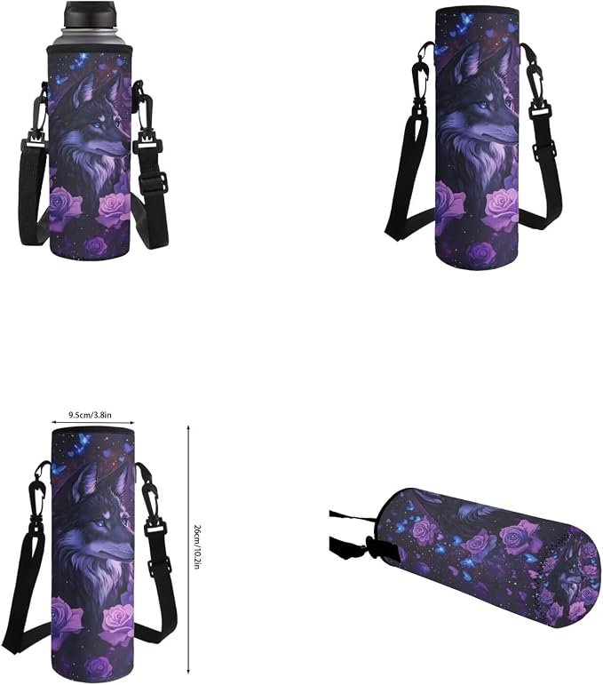 Aesthetic Wolf Backpack for Girls Kids Backpack with Lunch Box Water Bottle Holder with Strap and Big Pencil Case 4PCS Sturdy Bookbag with Front Pocket for School 17" Lightweight School Bag - Image 6