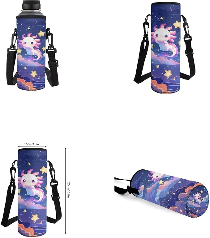 Axolotl Backpack for Girls Kids Backpack with Lunch Box Water Bottle Carrier with Strap and Cute Pencil Case 4PCS Set Bookbag with Front Pocket for School Large School Bag for Elementary Girls - Image 6