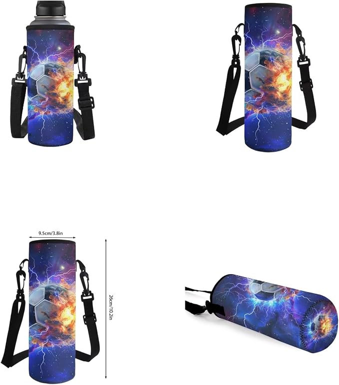 Galaxy Lightning Soccer Backpack for Boys Girls Backpack with Lunch Box Water Bottle Carrier and Large Pencil Case 4PCS Set Bookbag with Front Pocket for School 17 inch Sturdy School Bag - Image 6